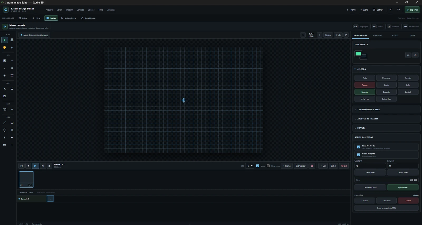 Saturn Image Editor no workspace Sprites